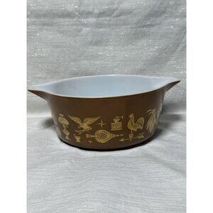 Vintage Pyrex 475-B 2 1/2 Qt Early American White Nesting Round Handles *No Lid*